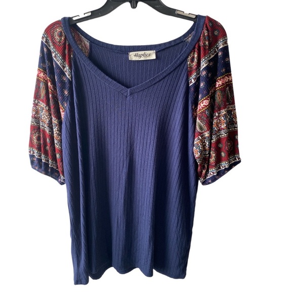 Haptics Tops - Boho Style Elbow Bubble Sleeve Top Medium
